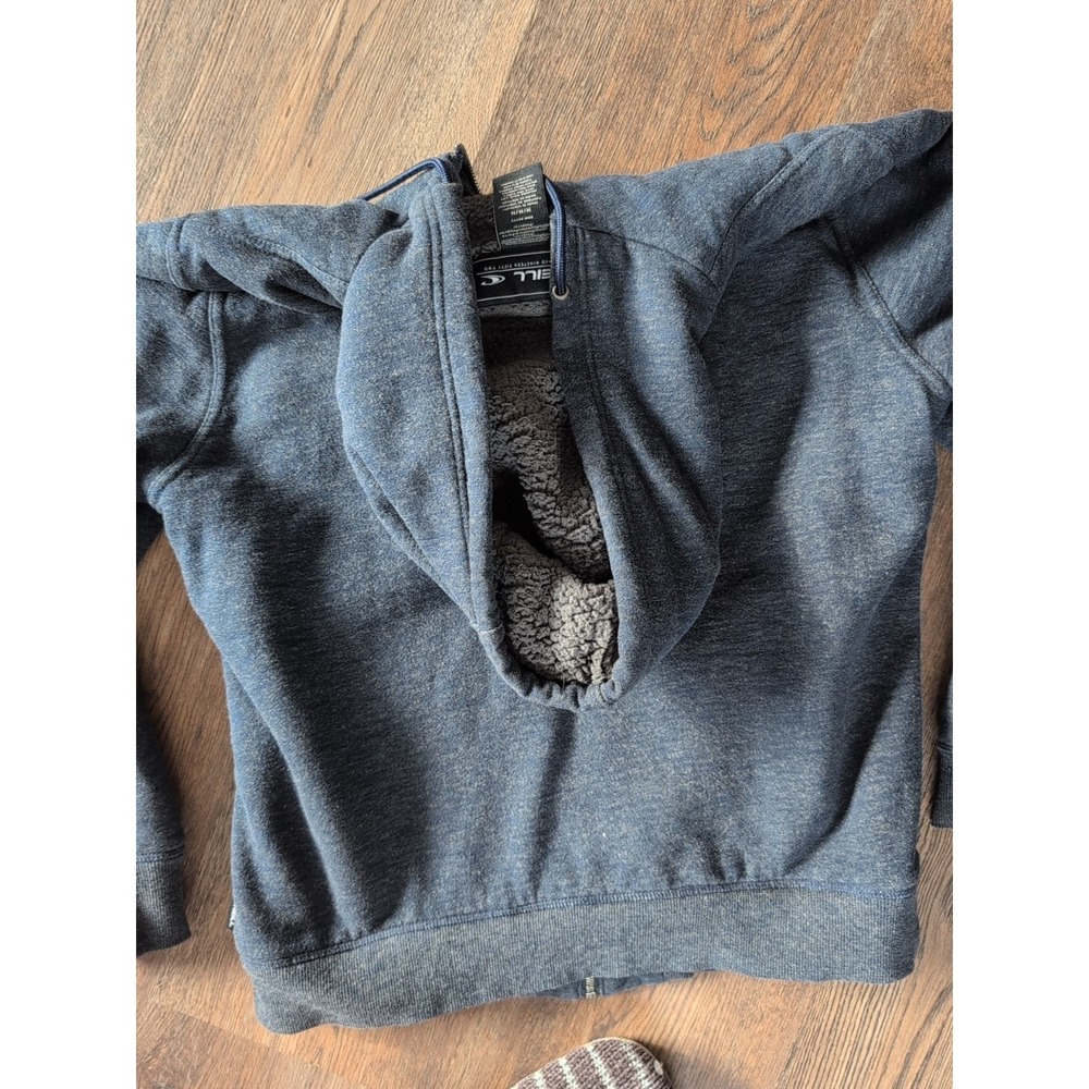 O'Neil Jacket Men's M Sherpa Fleece Hoodie Navy Full Zip Surf Skater Pockets Vtg - Picture 15 of 16